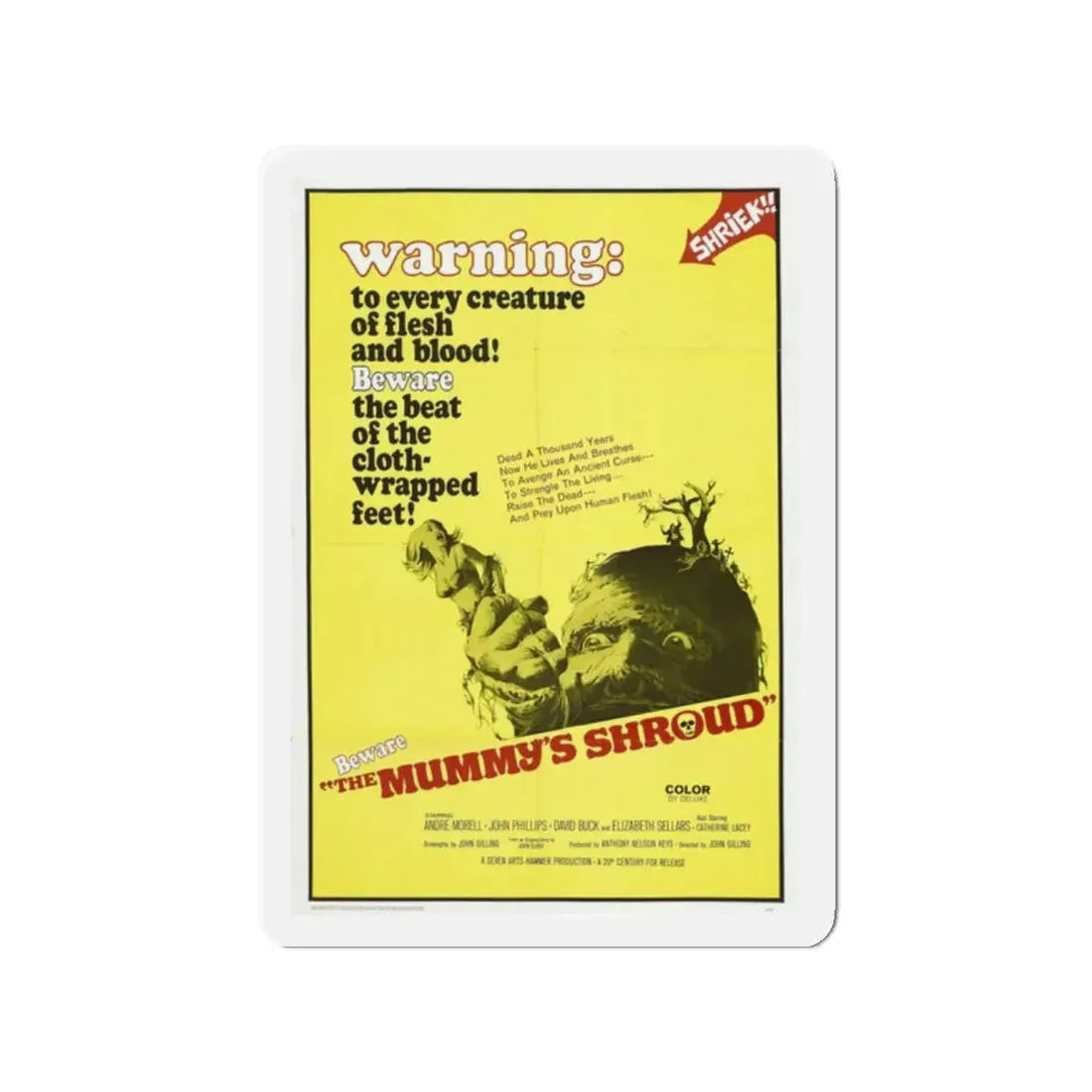THE MUMMY'S SHROUD 1967 Movie Poster - Refrigerator Magnet 2 Inch Die-Cut - The Sticker Space