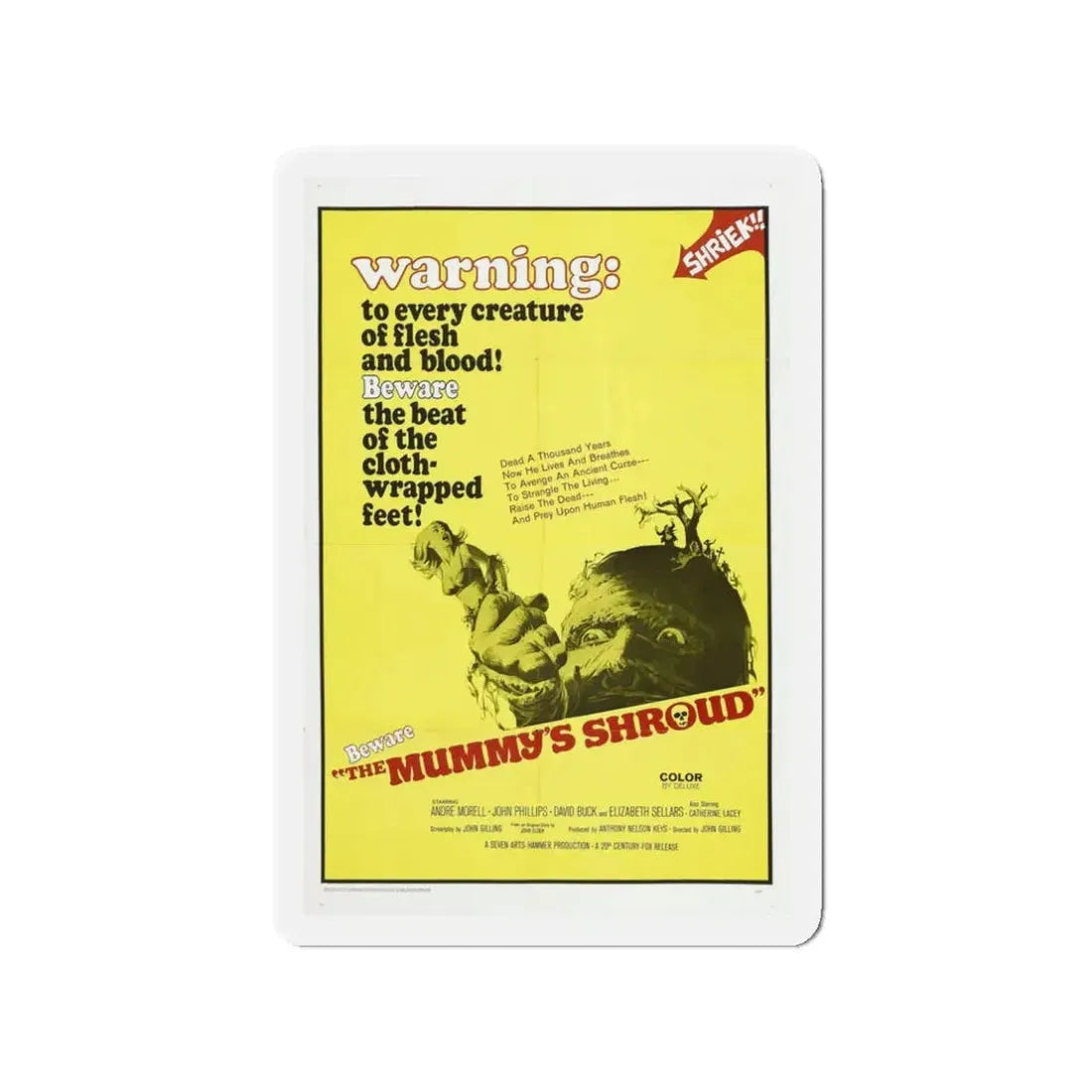 THE MUMMY'S SHROUD 1967 Movie Poster - Refrigerator Magnet 3 Inch Die-Cut - The Sticker Space