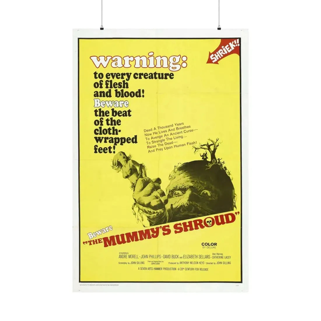 THE MUMMY'S SHROUD 1967 - Paper Movie Poster 36" x 54" Matte - The Sticker Space
