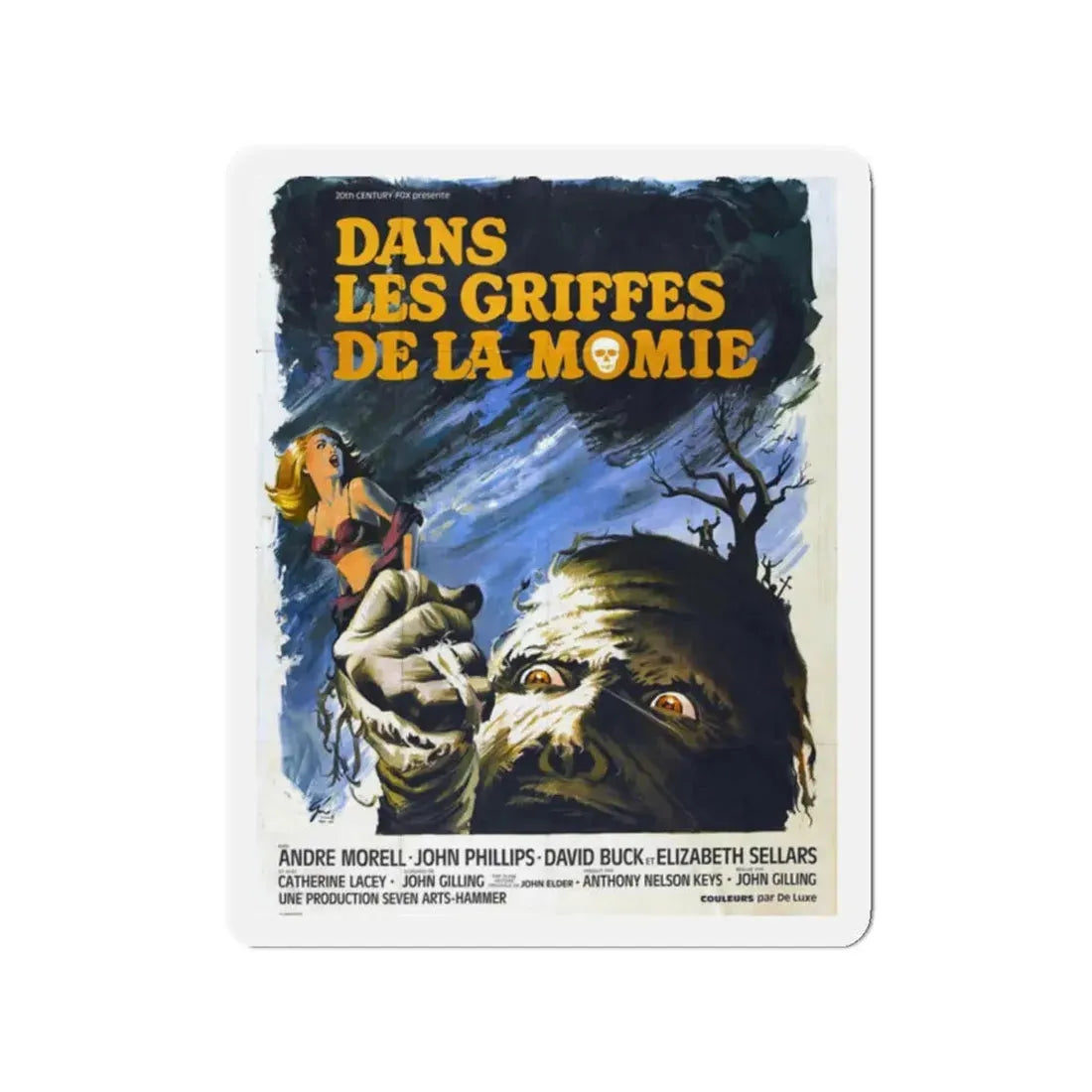 THE MUMMY'S SHROUD (FRENCH) 1967 Movie Poster - Refrigerator Magnet 2 Inch Die-Cut - The Sticker Space