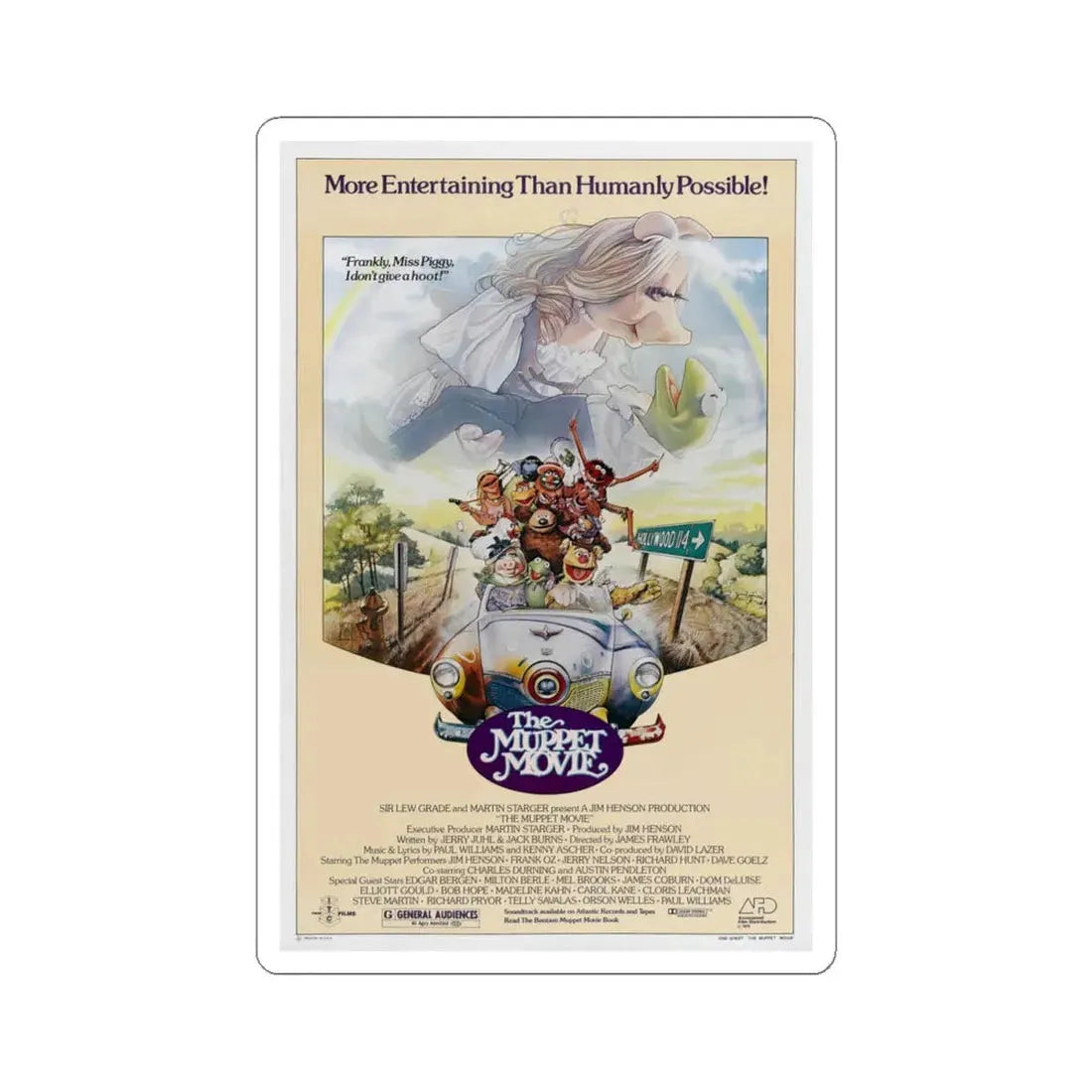 The Muppet Movie 1979 Movie Poster - STICKER Vinyl Kiss-Cut Decal 4 Inch White - The Sticker Space