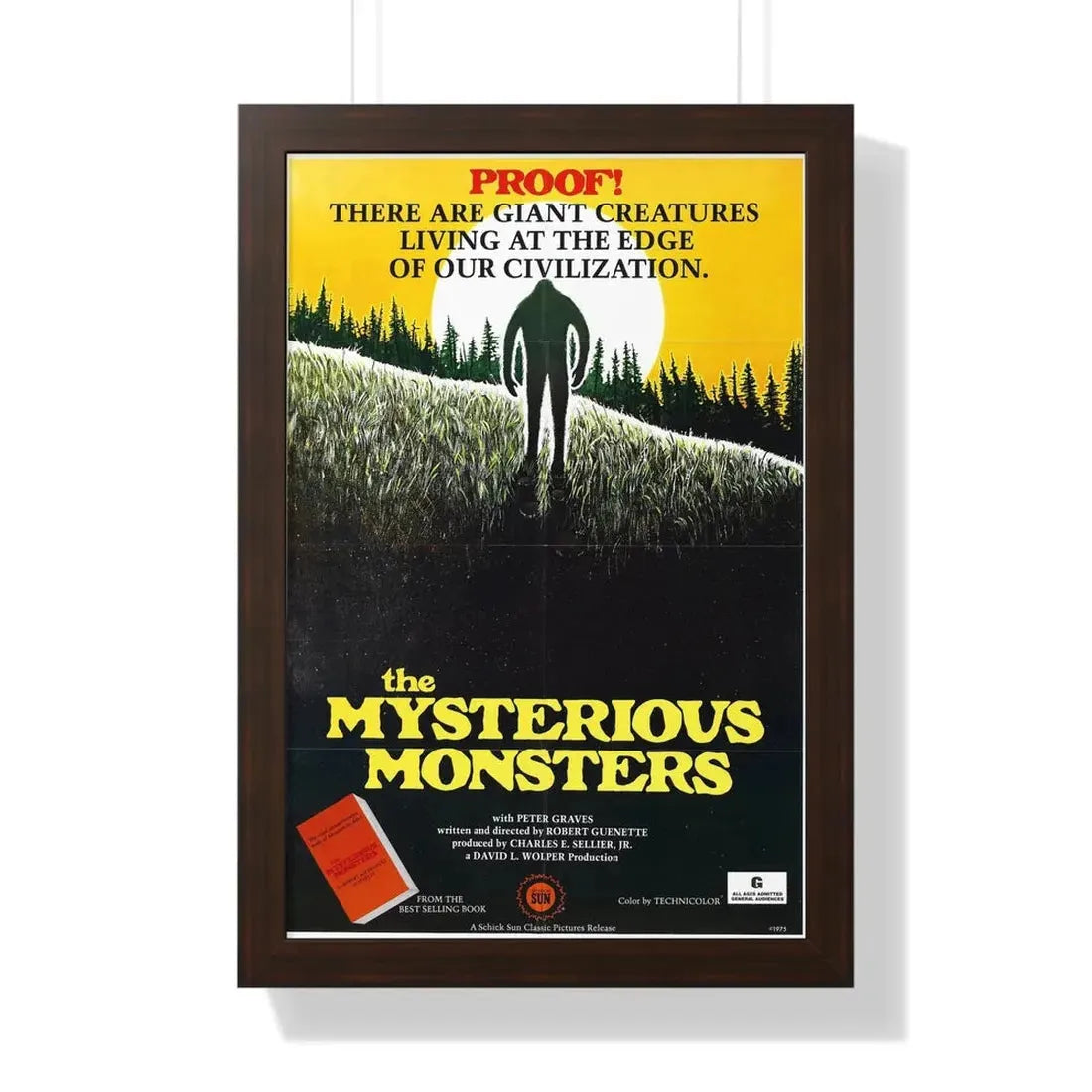 THE MYSTERIOUS MONSTERS 1975 - Framed Movie Poster 16″ x 24″ Walnut - The Sticker Space