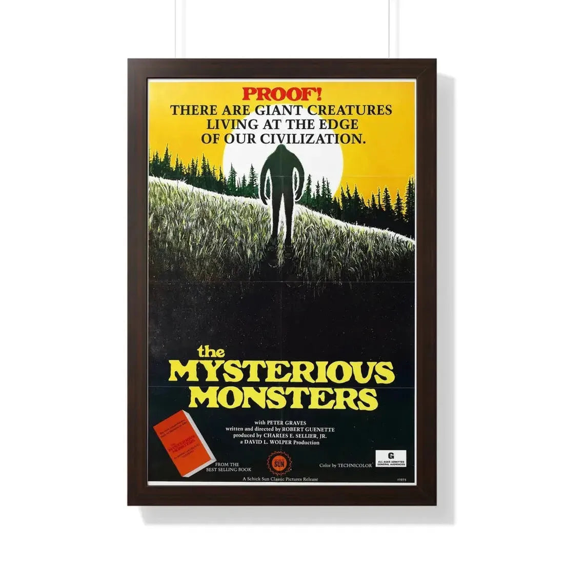 THE MYSTERIOUS MONSTERS 1975 - Framed Movie Poster 20" x 30" Walnut - The Sticker Space
