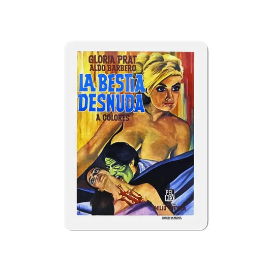 THE NAKED BEAST 1971 Movie Poster - Refrigerator Magnet 6 Inch Die-Cut - The Sticker Space