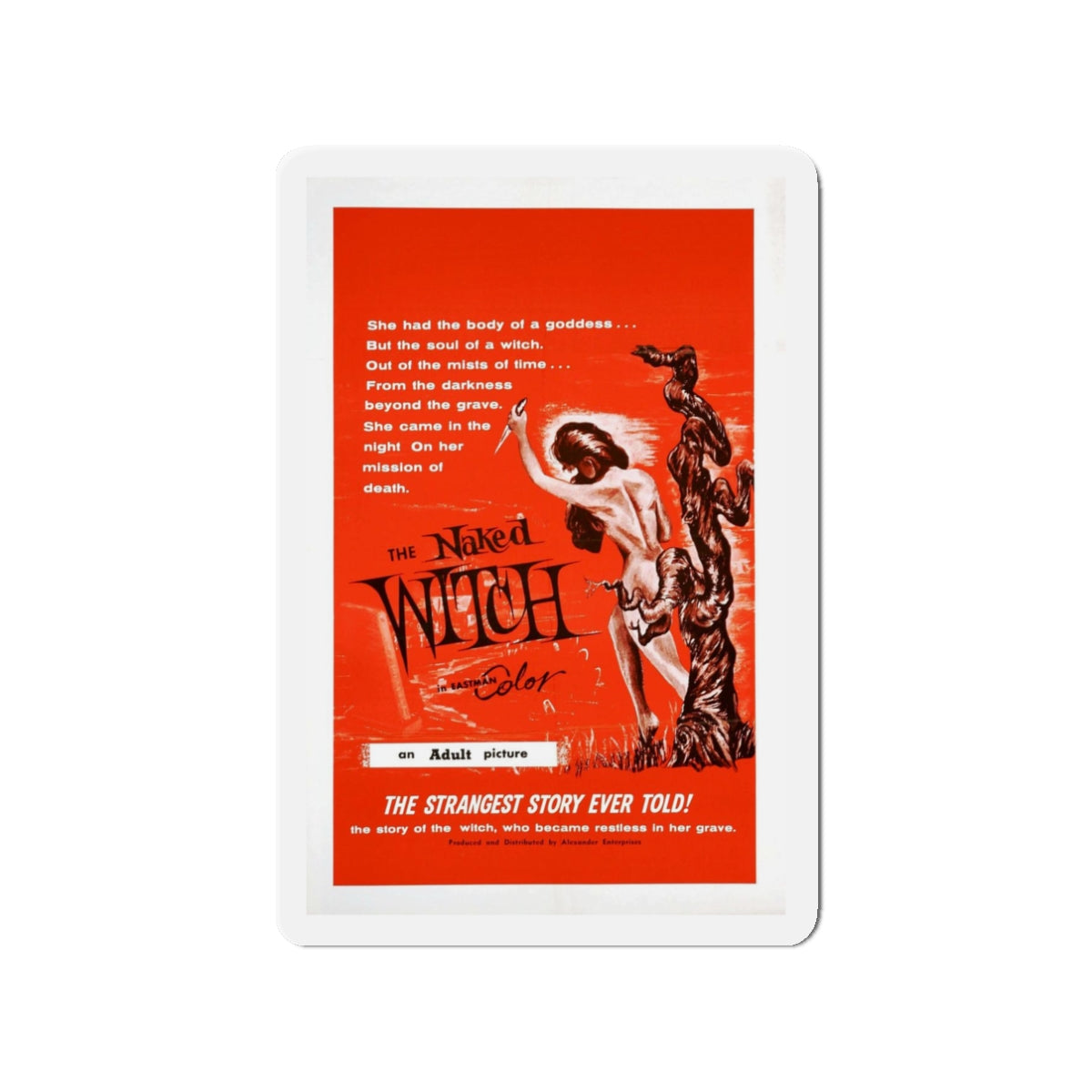 THE NAKED WITCH 1961 Movie Poster - Refrigerator Magnet-3" x 3"-The Sticker Space