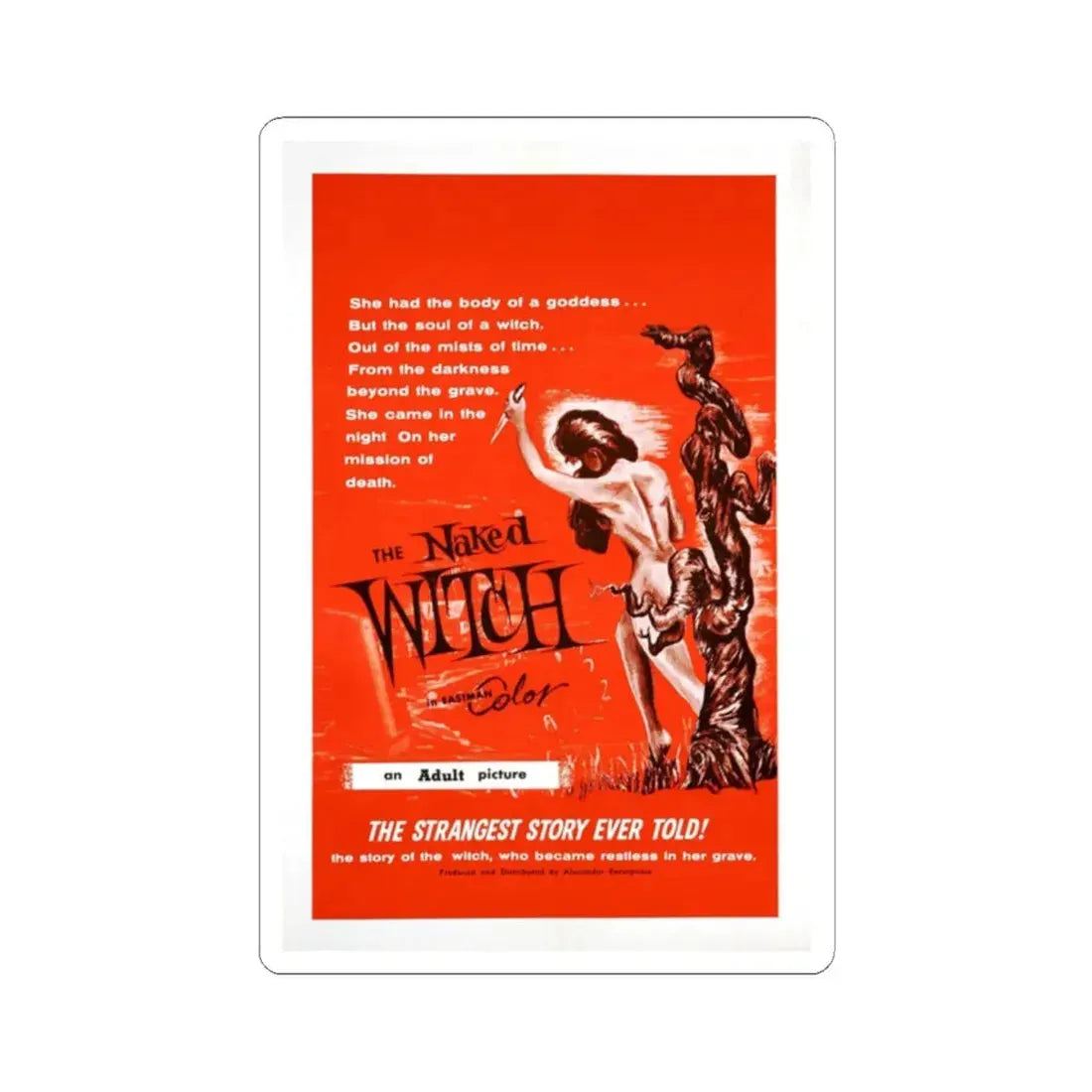 THE NAKED WITCH 1961 Movie Poster - STICKER Vinyl Kiss-Cut Decal 2 Inch White - The Sticker Space