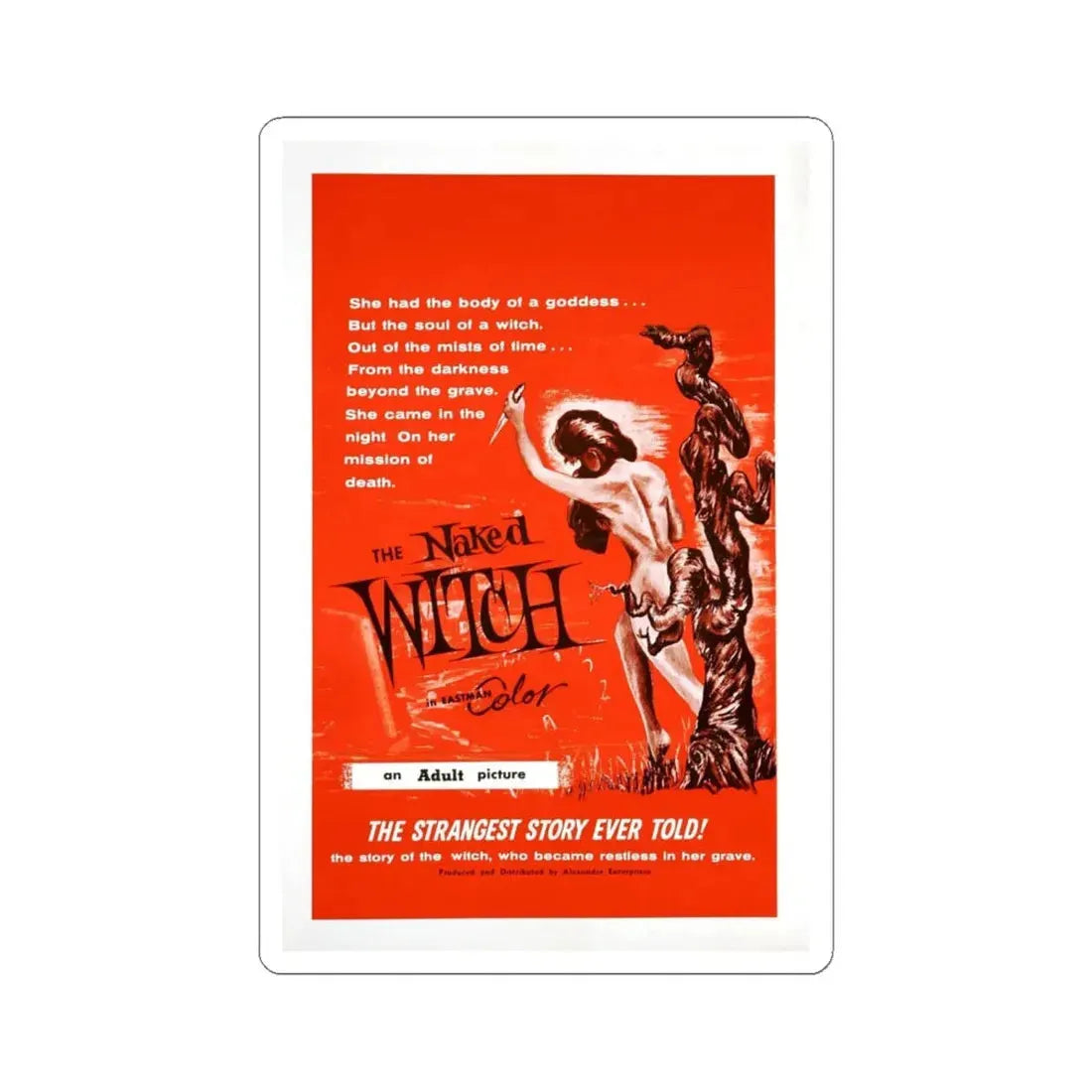 THE NAKED WITCH 1961 Movie Poster - STICKER Vinyl Kiss-Cut Decal 6 Inch White - The Sticker Space