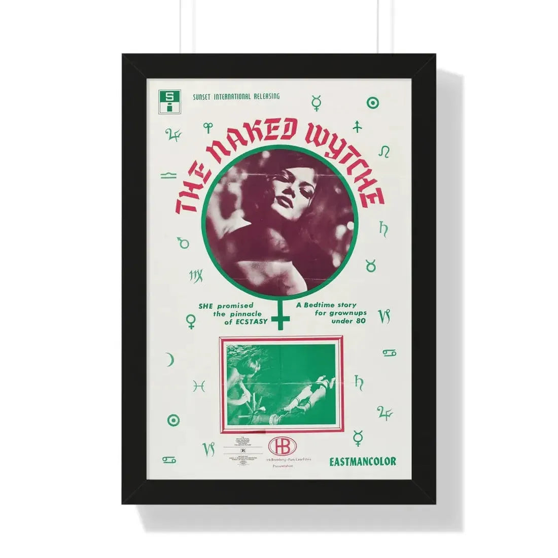 THE NAKED WYTCHE (THE EROTIC ADVENTURES OF HANSEL AND GRETEL) 1970 - Framed Movie Poster 16″ x 24″ Black - The Sticker Space