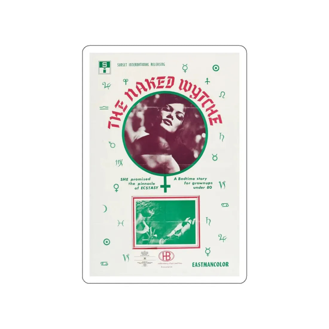 THE NAKED WYTCHE (THE EROTIC ADVENTURES OF HANSEL AND GRETEL) 1970 Movie Poster STICKER Vinyl Die-Cut Decal 4 Inch - The Sticker Space