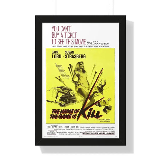 THE NAME OF THE GAME IS KILL 1968 - Framed Movie Poster 16″ x 24″ Black - The Sticker Space