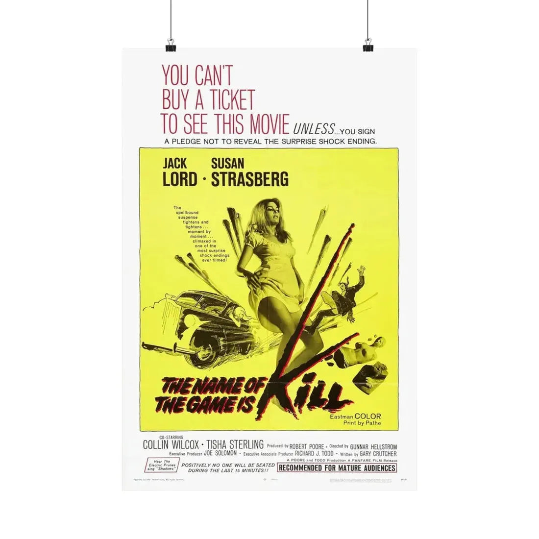 THE NAME OF THE GAME IS KILL 1968 - Paper Movie Poster 20″ x 30″ Matte - The Sticker Space