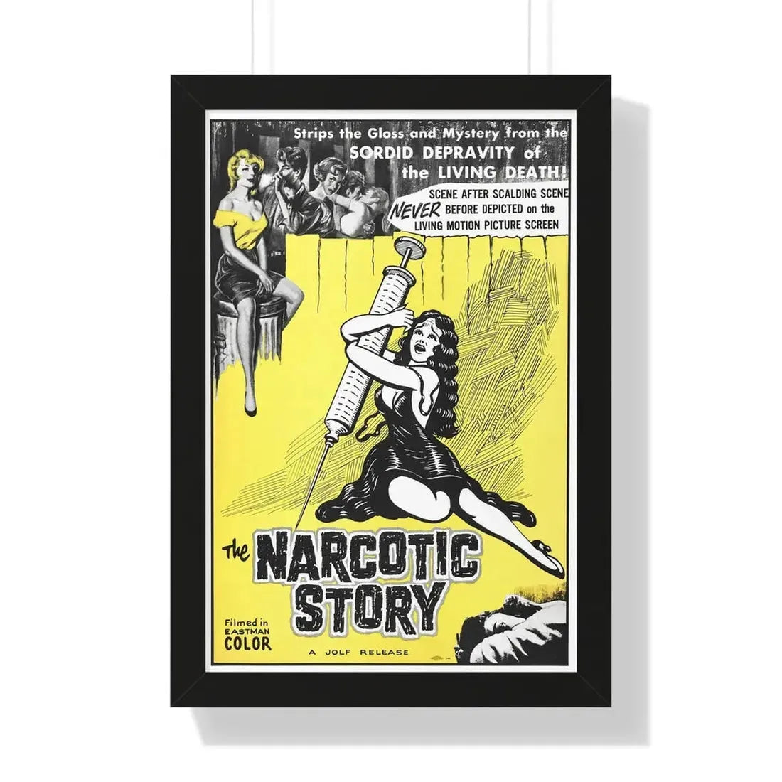 THE NARCOTICS STORY 1958 - Framed Movie Poster 16″ x 24″ Black - The Sticker Space