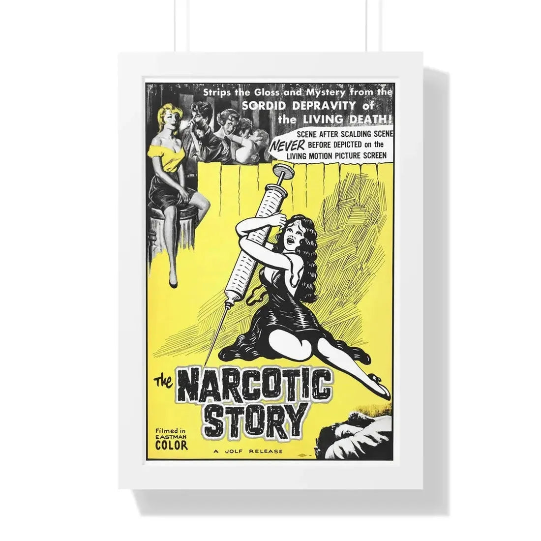 THE NARCOTICS STORY 1958 - Framed Movie Poster 16″ x 24″ White - The Sticker Space
