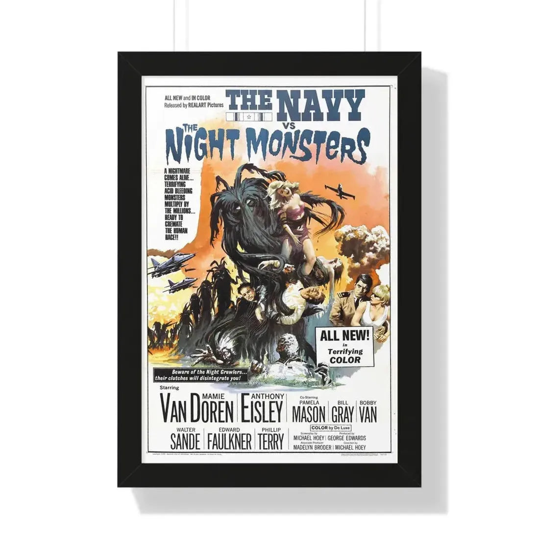 THE NAVY VS THE NIGHT MONSTERS 1966 - Framed Movie Poster 16″ x 24″ Black - The Sticker Space