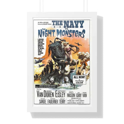 THE NAVY VS THE NIGHT MONSTERS 1966 - Framed Movie Poster 16″ x 24″ White - The Sticker Space