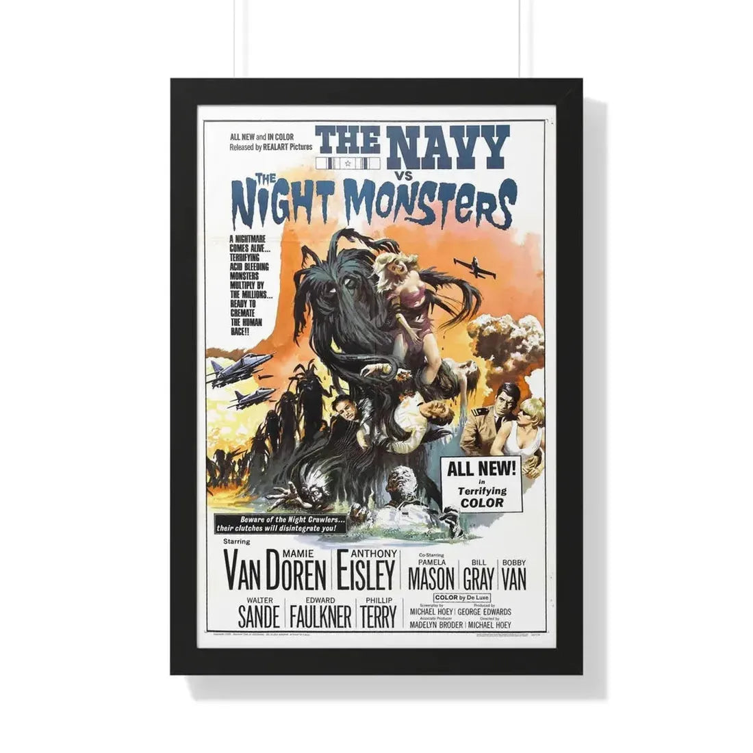 THE NAVY VS THE NIGHT MONSTERS 1966 - Framed Movie Poster 20" x 30" Black - The Sticker Space