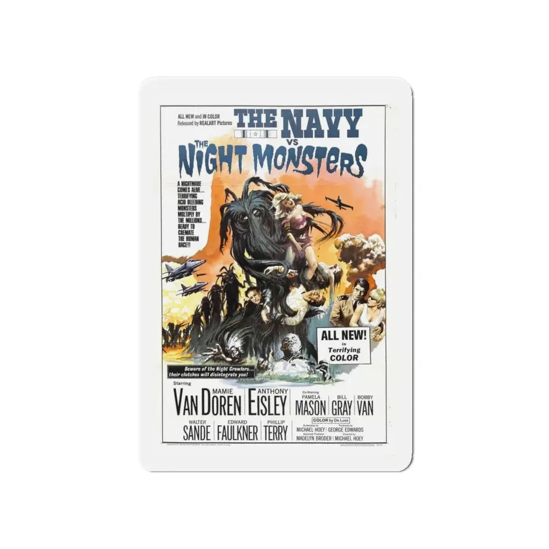 THE NAVY VS THE NIGHT MONSTERS 1966 Movie Poster - Refrigerator Magnet 4 Inch Die-Cut - The Sticker Space