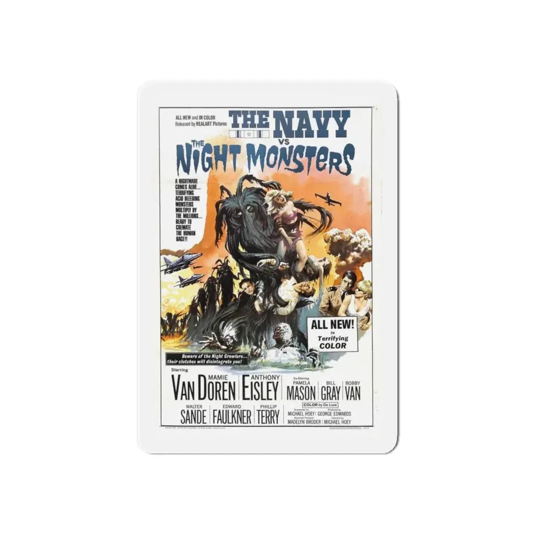 THE NAVY VS THE NIGHT MONSTERS 1966 Movie Poster - Refrigerator Magnet 6 Inch Die-Cut - The Sticker Space