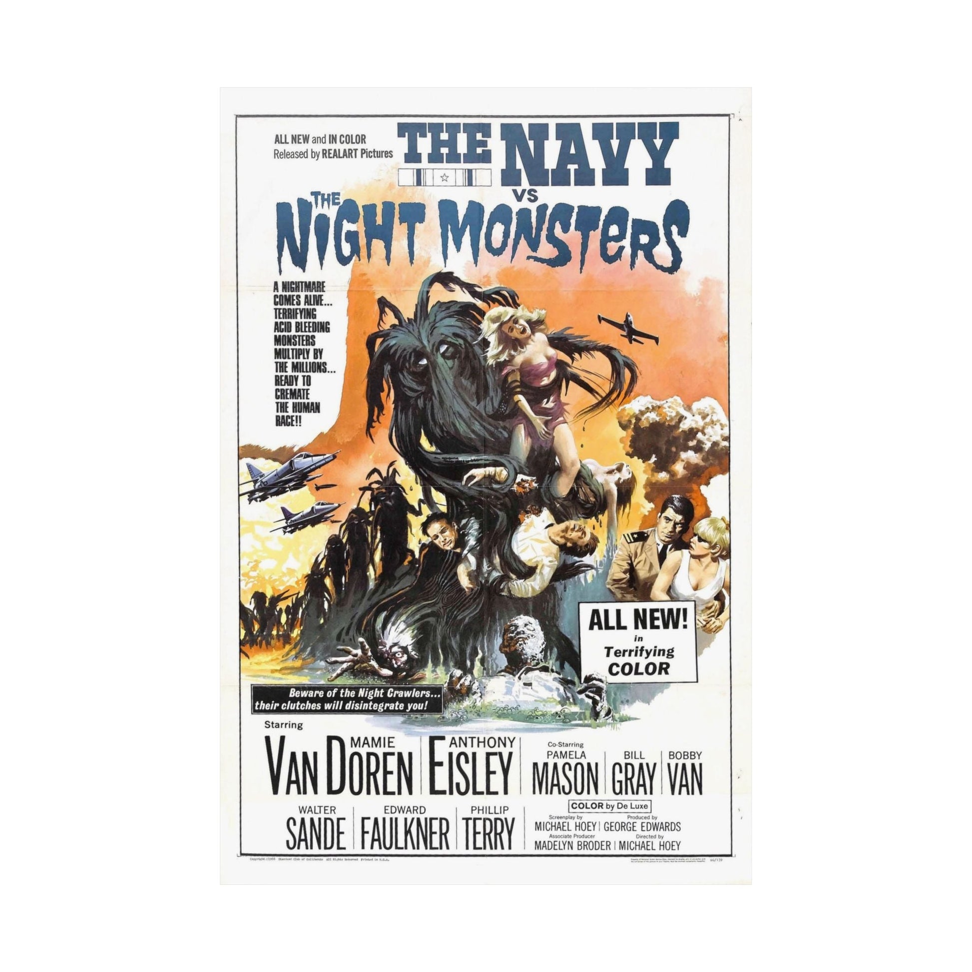 THE NAVY VS THE NIGHT MONSTERS 1966 - Paper Movie Poster-The Sticker Space