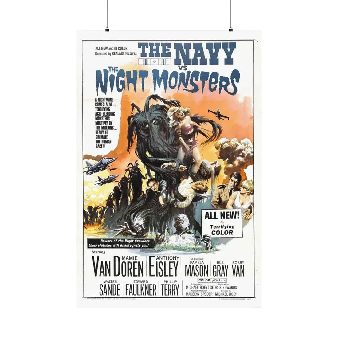 THE NAVY VS THE NIGHT MONSTERS 1966 - Paper Movie Poster 36" x 54" Matte - The Sticker Space