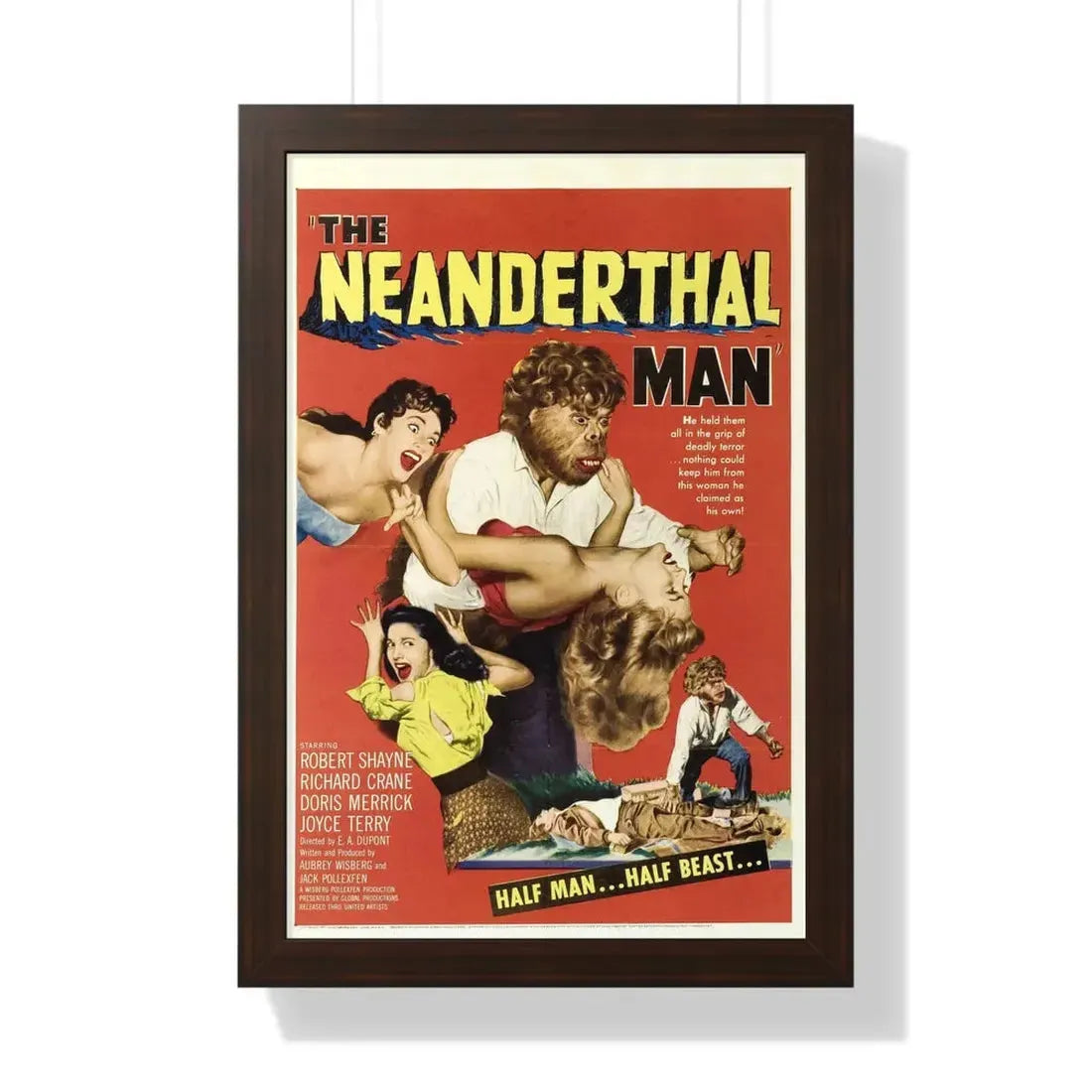 THE NEANDERTHAL MAN 1953 - Framed Movie Poster 16″ x 24″ Walnut - The Sticker Space