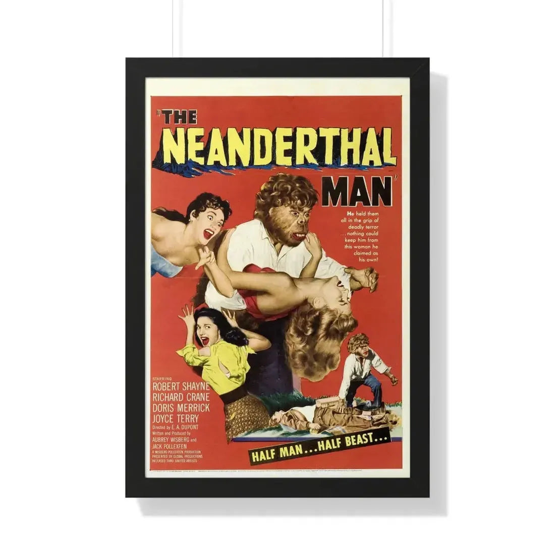 THE NEANDERTHAL MAN 1953 - Framed Movie Poster 20" x 30" Black - The Sticker Space