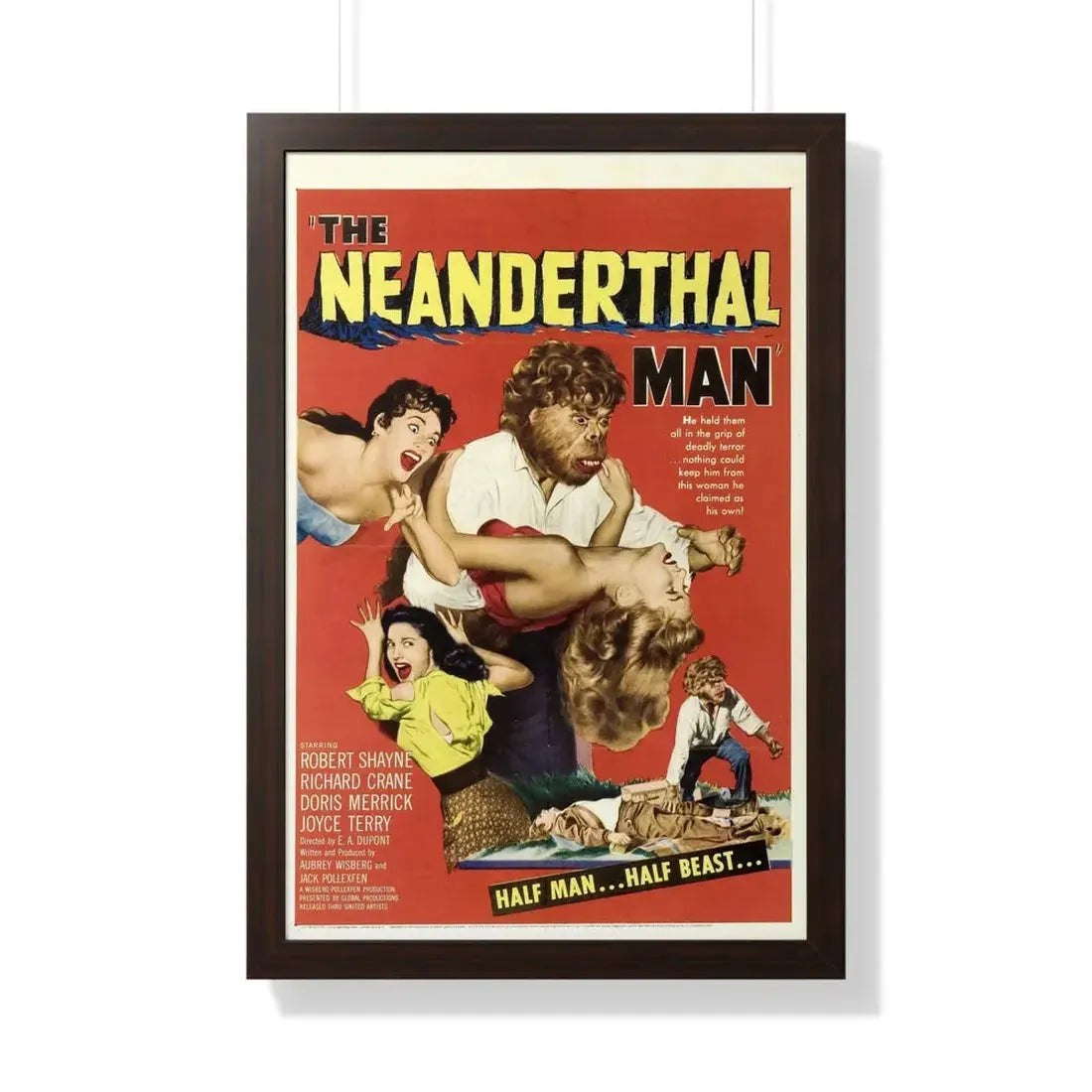THE NEANDERTHAL MAN 1953 - Framed Movie Poster 20" x 30" Walnut - The Sticker Space