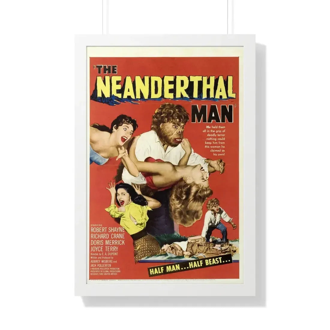 THE NEANDERTHAL MAN 1953 - Framed Movie Poster 20" x 30" White - The Sticker Space