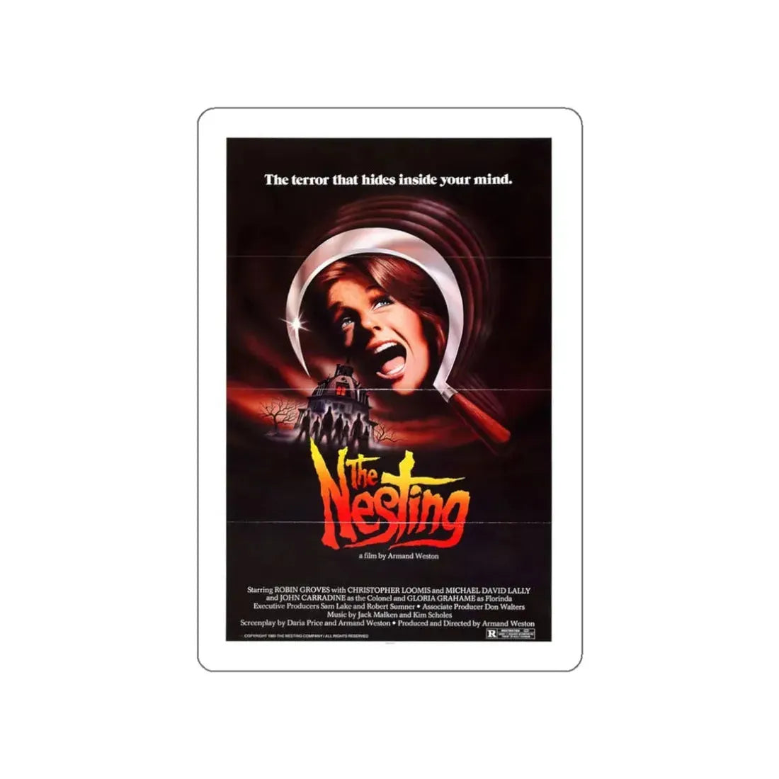 THE NESTING 1981 Movie Poster STICKER Vinyl Die-Cut Decal 3 Inch - The Sticker Space