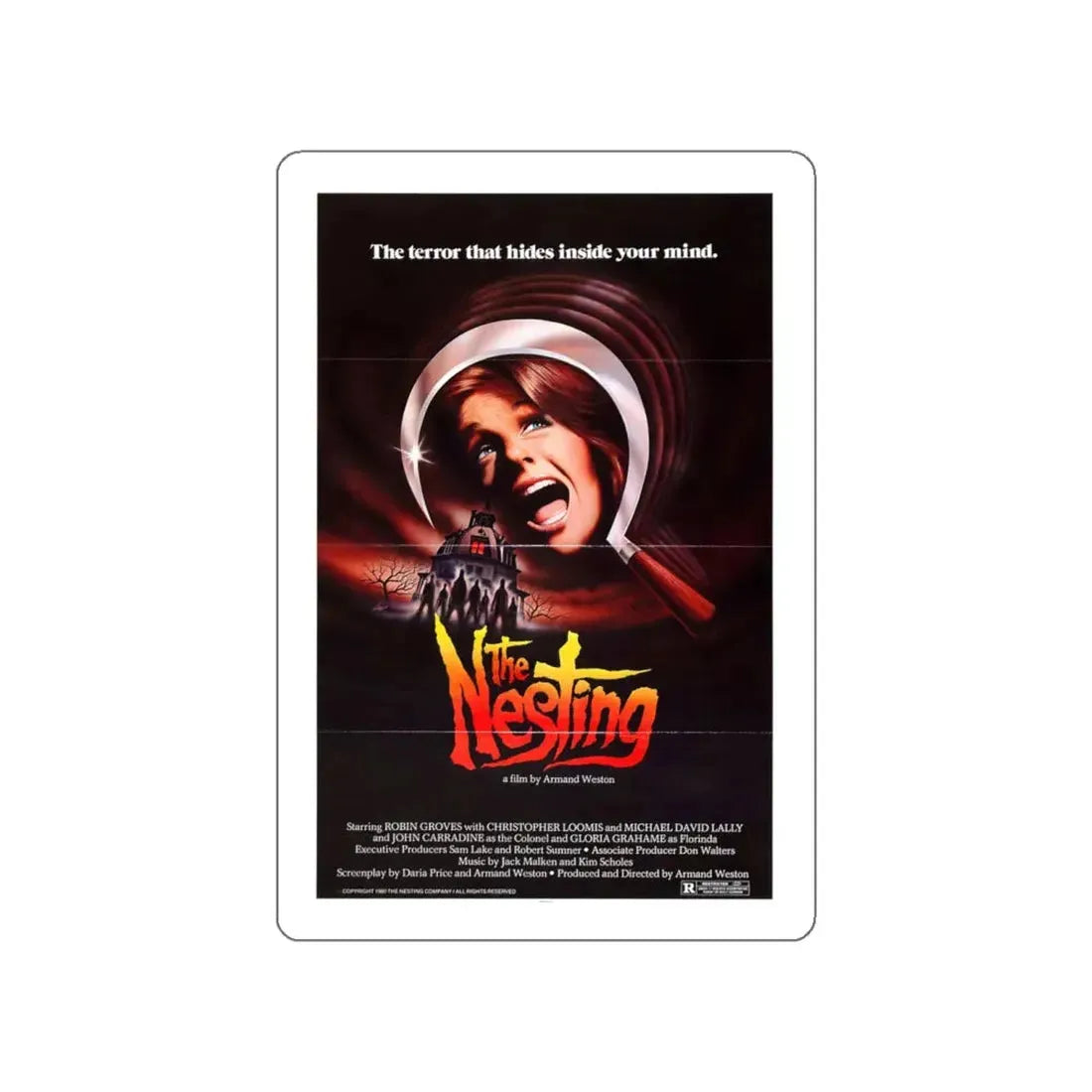 THE NESTING 1981 Movie Poster STICKER Vinyl Die-Cut Decal 4 Inch - The Sticker Space