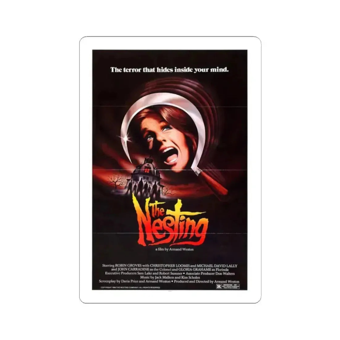 THE NESTING 1981 Movie Poster - STICKER Vinyl Kiss-Cut Decal 2 Inch White - The Sticker Space