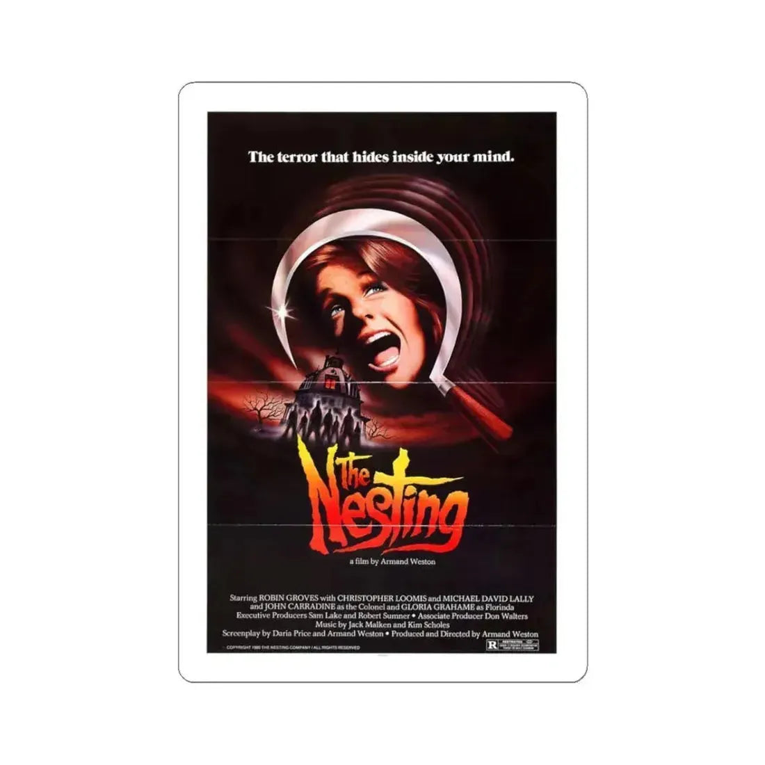 THE NESTING 1981 Movie Poster - STICKER Vinyl Kiss-Cut Decal 3 Inch White - The Sticker Space