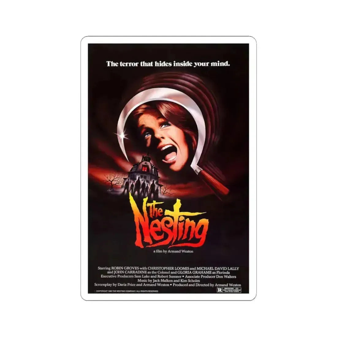 The Nesting 1981 Movie Poster - STICKER Vinyl Kiss-Cut Decal 3 Inch White - The Sticker Space