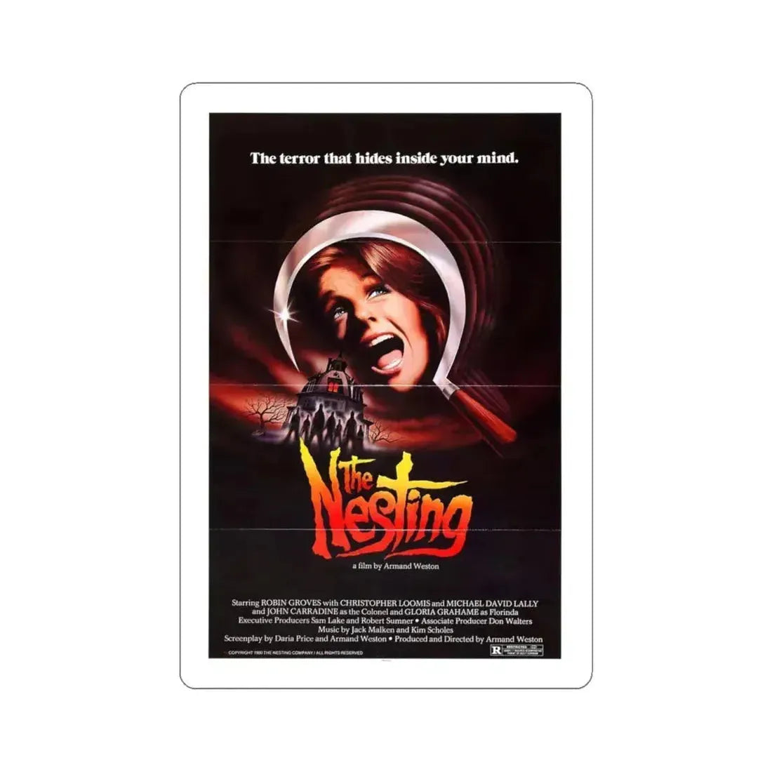 THE NESTING 1981 Movie Poster - STICKER Vinyl Kiss-Cut Decal 6 Inch White - The Sticker Space