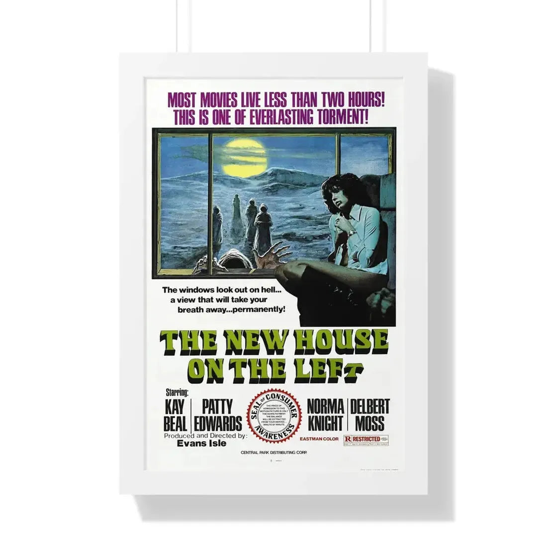 THE NEW HOUSE ON THE LEFT (NIGHT TRAIN MURDERS) 1975 - Framed Movie Poster 16″ x 24″ White - The Sticker Space