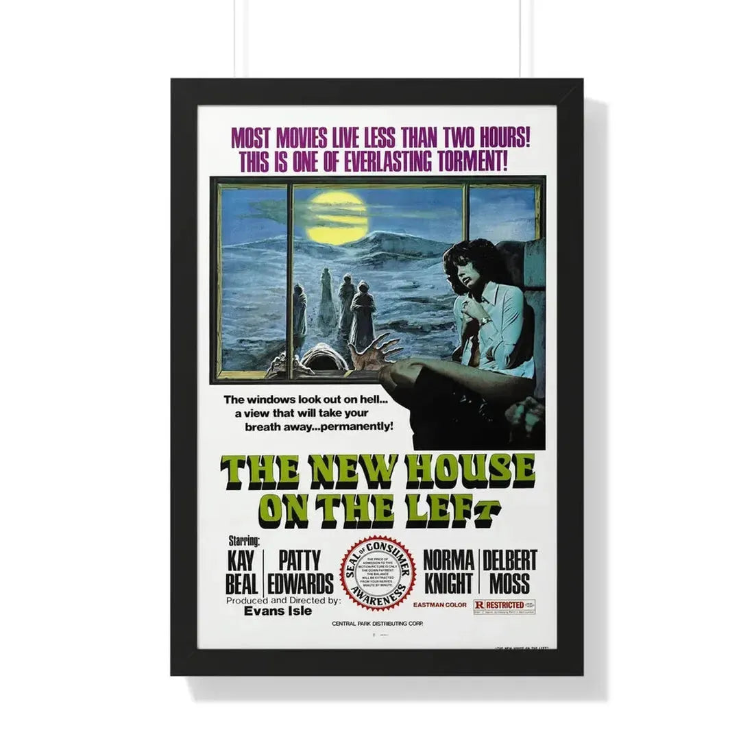 THE NEW HOUSE ON THE LEFT (NIGHT TRAIN MURDERS) 1975 - Framed Movie Poster 20" x 30" Black - The Sticker Space