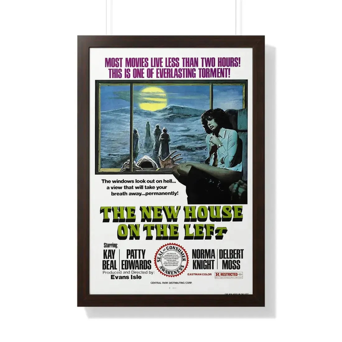 THE NEW HOUSE ON THE LEFT (NIGHT TRAIN MURDERS) 1975 - Framed Movie Poster 20" x 30" Walnut - The Sticker Space