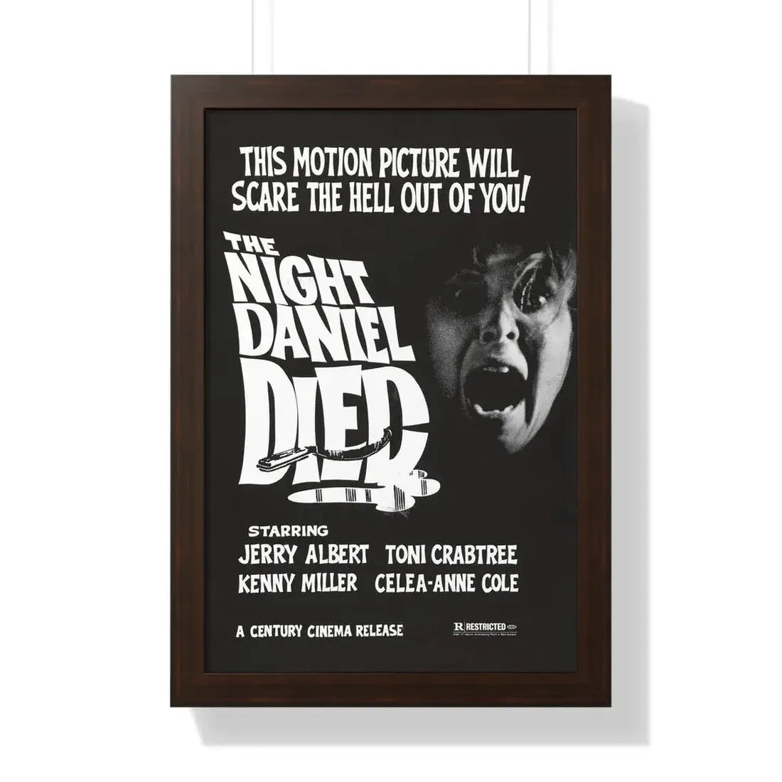 THE NIGHT DANIEL DIED (BLOOD STALKERS) 1976 - Framed Movie Poster 16″ x 24″ Walnut - The Sticker Space