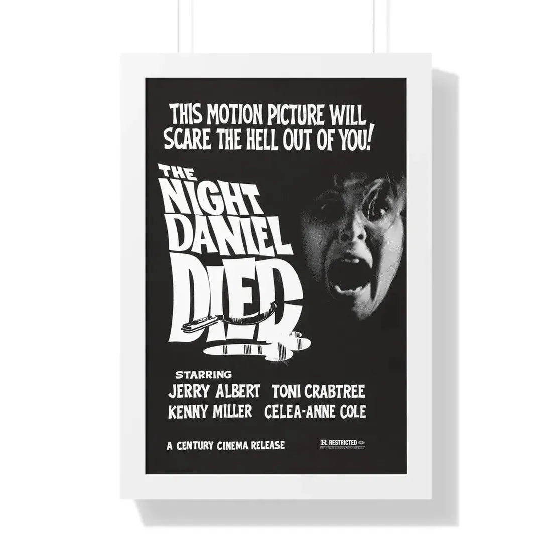 THE NIGHT DANIEL DIED (BLOOD STALKERS) 1976 - Framed Movie Poster 16″ x 24″ White - The Sticker Space