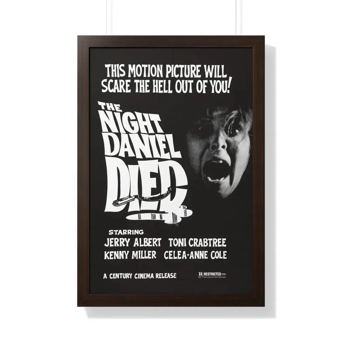 THE NIGHT DANIEL DIED (BLOOD STALKERS) 1976 - Framed Movie Poster 20" x 30" Walnut - The Sticker Space