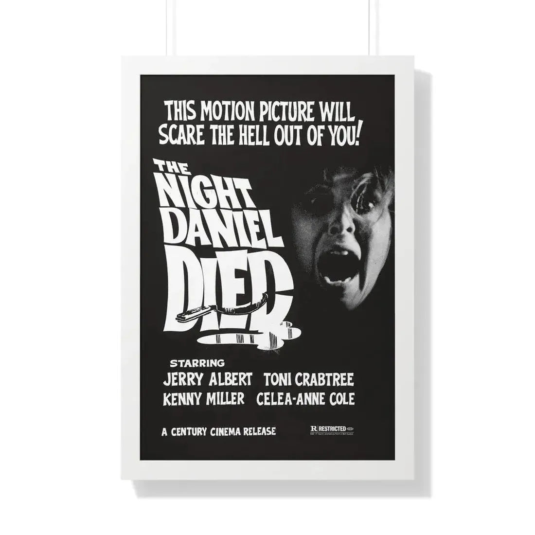 THE NIGHT DANIEL DIED (BLOOD STALKERS) 1976 - Framed Movie Poster 20" x 30" White - The Sticker Space