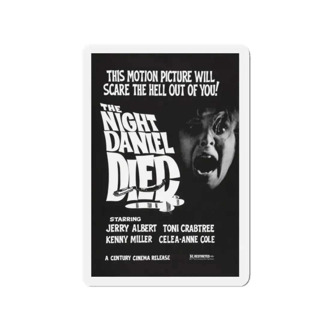 THE NIGHT DANIEL DIED (BLOOD STALKERS) 1976 Movie Poster - Refrigerator Magnet 2 Inch Die-Cut - The Sticker Space