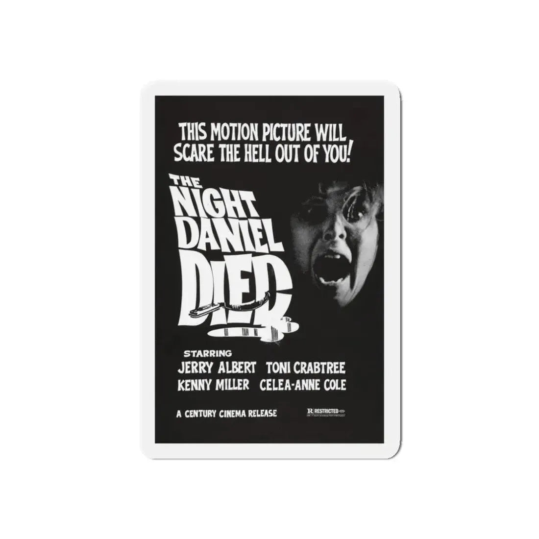 THE NIGHT DANIEL DIED (BLOOD STALKERS) 1976 Movie Poster - Refrigerator Magnet 3 Inch Die-Cut - The Sticker Space