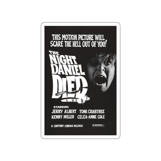 THE NIGHT DANIEL DIED (BLOOD STALKERS) 1976 Movie Poster STICKER Vinyl Die-Cut Decal-White-The Sticker Space