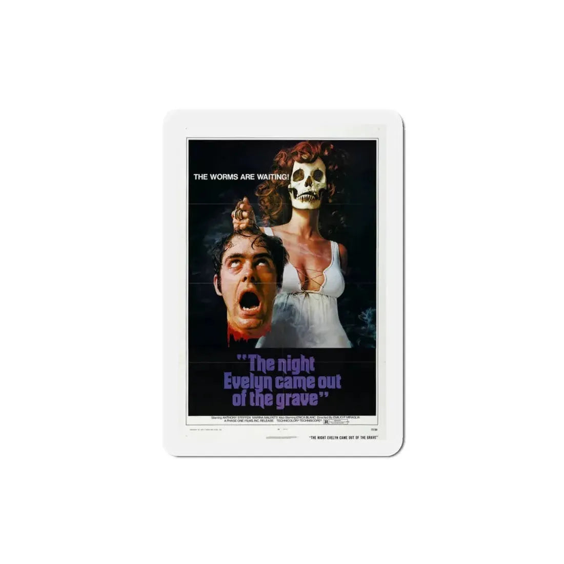 The Night Evelyn Came Out of the Grave 1972 Movie Poster Refrigerator Magnet 3 Inch - The Sticker Space