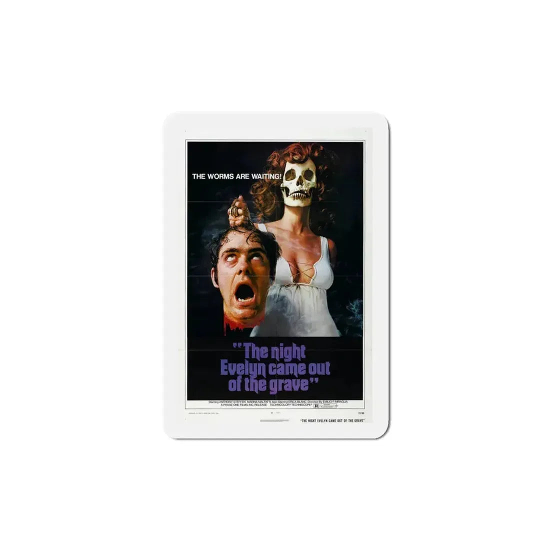 The Night Evelyn Came Out of the Grave 1972 Movie Poster Refrigerator Magnet 5 Inch - The Sticker Space