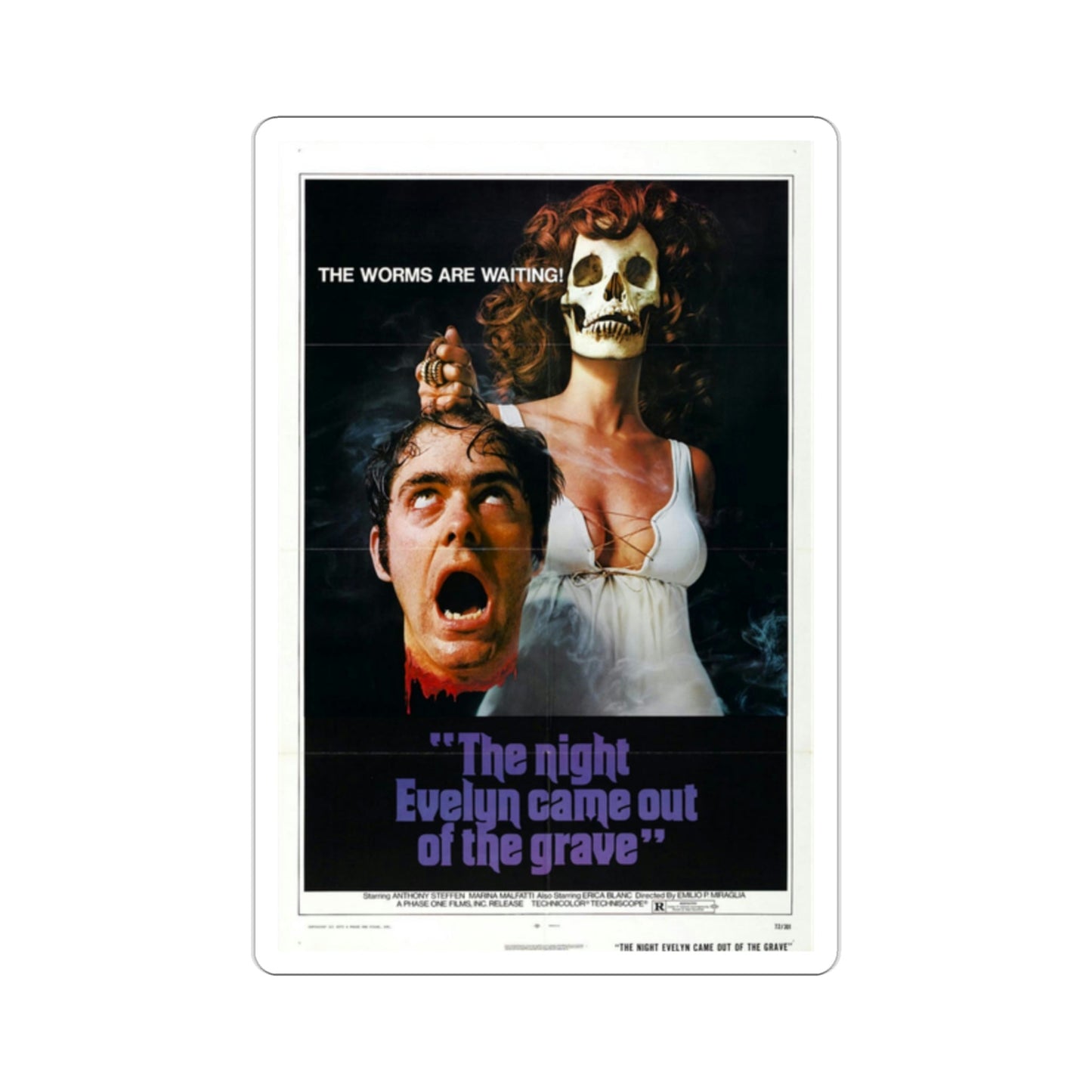 The Night Evelyn Came Out of the Grave 1972 Movie Poster STICKER Vinyl Die-Cut Decal-2 Inch-The Sticker Space