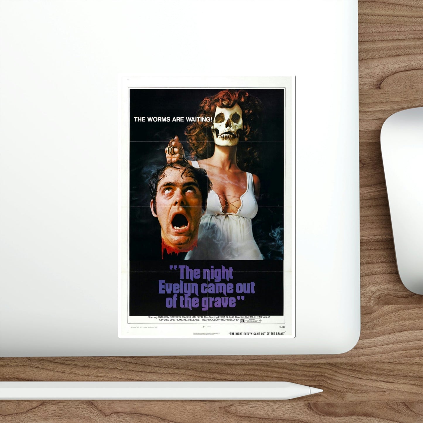 The Night Evelyn Came Out of the Grave 1972 Movie Poster STICKER Vinyl Die-Cut Decal-The Sticker Space