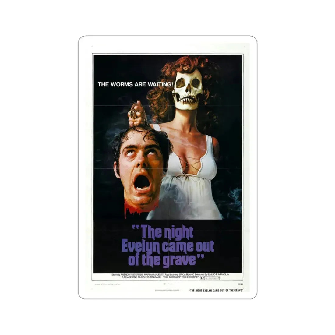 The Night Evelyn Came Out of the Grave 1972 Movie Poster STICKER Vinyl Die-Cut Decal 3 Inch - The Sticker Space