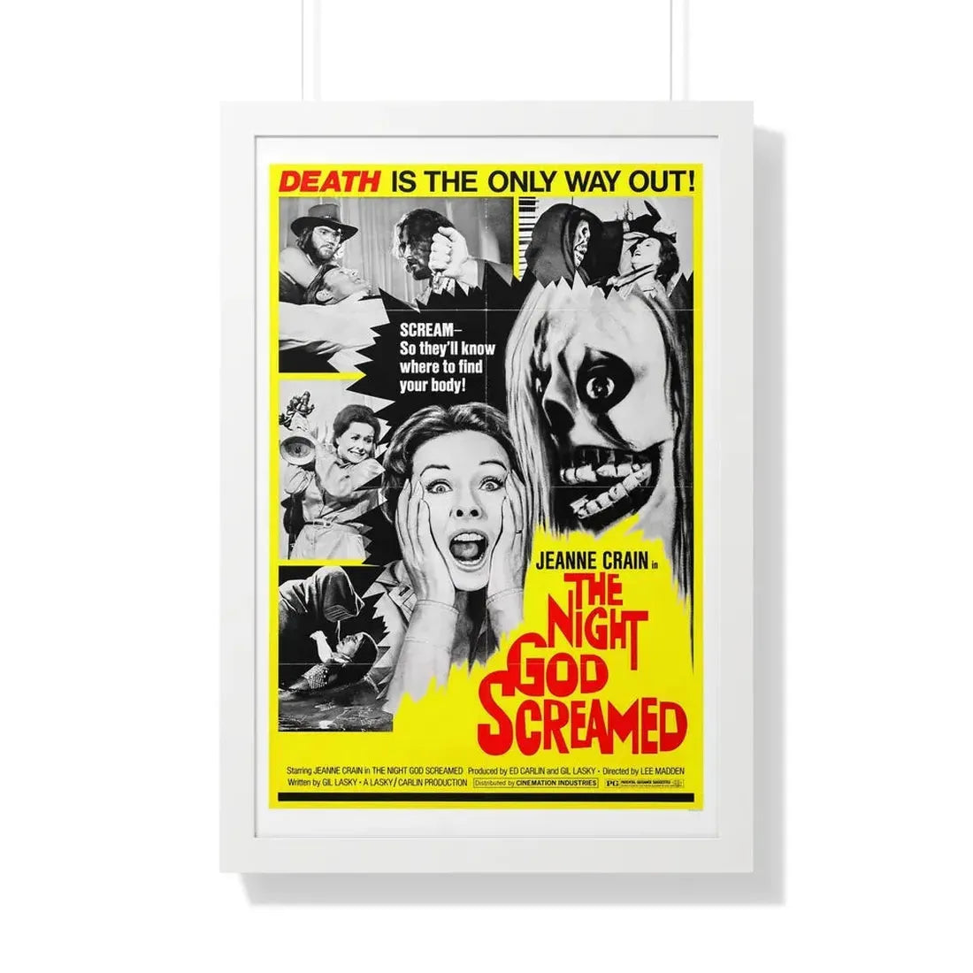 THE NIGHT GOD SCREAMED 1971 - Framed Movie Poster 20" x 30" White - The Sticker Space